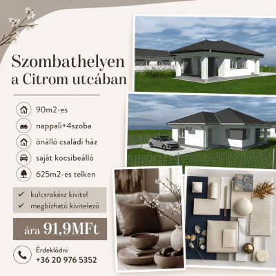 91,9 Citrom önálló ház árral, telósz reklám
